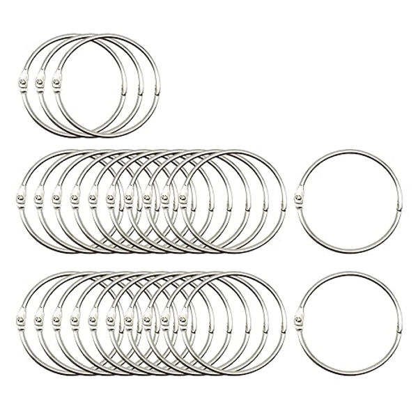 Aiweijia 25 pcs 25 mm Binder Rings, High Quality Office Binder Metal Binder Ring Made，Nickel-Plated Metal Rings for Cards, Flash Cards