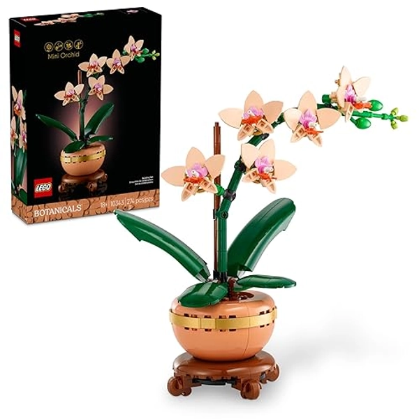 LEGO Botanicals Mini Orchid Building Set - Artificial, Fake Orchid for Home Decor, Adults Ages 18+ - Indoor Plant Decorations for Table, Desk, Office - Creative Gift Idea for Her & Him - 10343