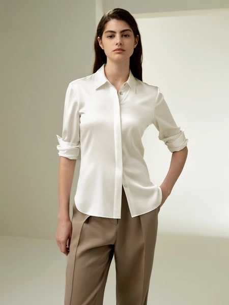 Elegant Silhouette Silk Shirt
