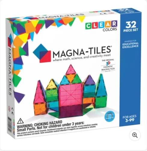 Magna-Tiles Clear Colours 32 Magnetic Pieces | Smyths Toys UK