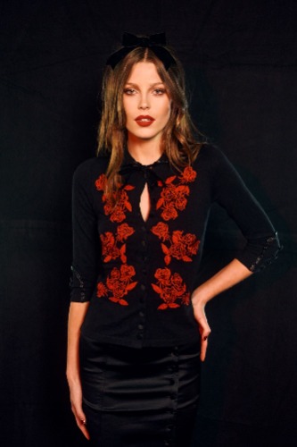 Dita Cardigan - Noir and Red Embroidery | 20