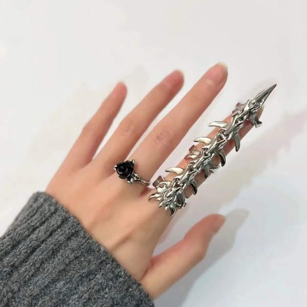 Cyberpunk Spinal Bone Ring Unisex Mechanical Spikes Movable Joint Metal Gothic Sharp Claw Finger Ring Jewelry Accessories Gifts - AliExpress 36