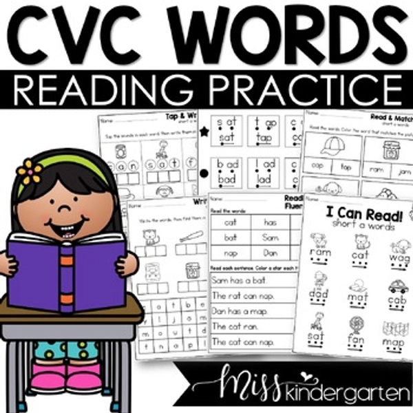CVC Words Worksheets Decodable Sentences Fluency Practice Reading Short Vowels