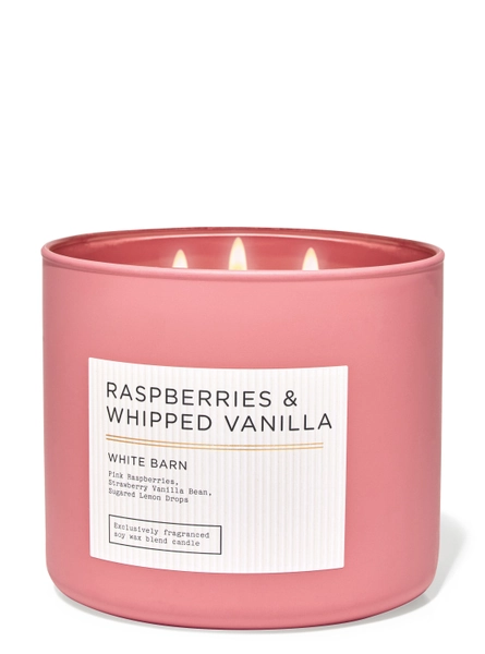 Raspberries & Whipped Vanilla 3-Wick Candle - White Barn | Bath & Body Works