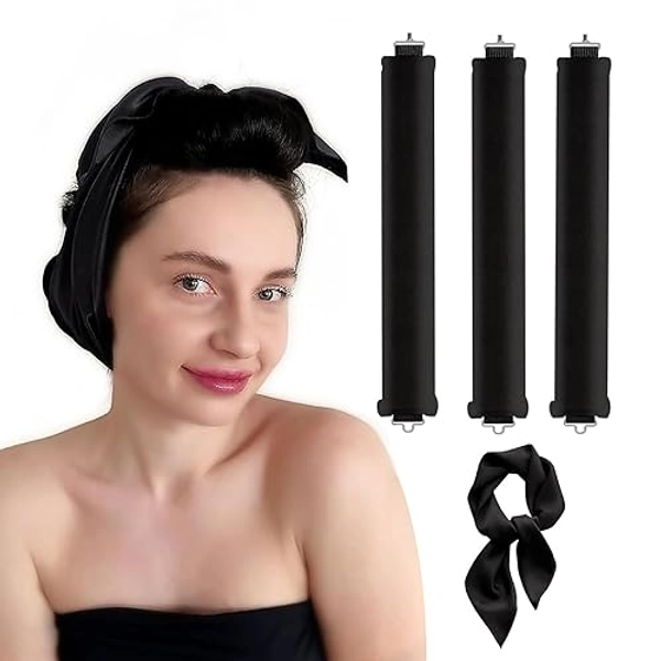 Flylipu Heatless Curler Heatless Curls Hair Curlers to Sleep in Hair Roller Hair Curlers No Heat Curling Heatless Curl - 3Black