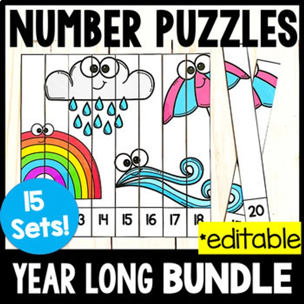Number Order Sequencing Puzzles, Ordering Number Cut & Paste, Coloring Sheet