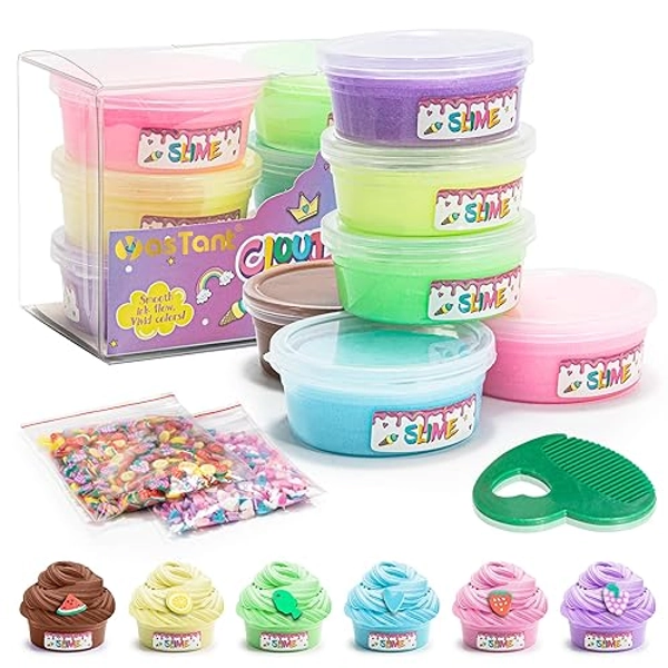 YasTant Easter Slime Kit for Girls and Boys, Safe and Fluffy Slime for Kids, Stress Relief Kids Slime Kits for Toddlers, Easter Gifts for Kids Classroom Pack of 6 - 6 Pack