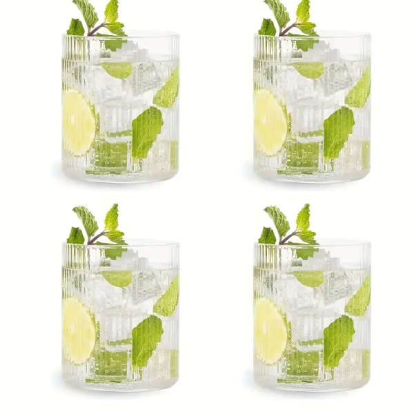 ensemble de verres à   en verre nervuré 1/2/4 - polyvalents pour  , les cocktails,   et le whisky - réutilisables, recyclables, lavables au lave-vaisselle, résistants à la chaleur - convient à toutes les boissons, verrerie à   - passe au micro-ondes et au lave-vaisselle. | Achetez Plus, Économisez Plus | Temu