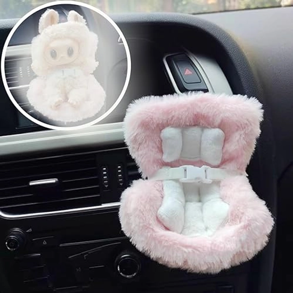 2025 New Plush Sofas for Car Decoration,Labubu AccessoriesLabubuDoll Car Seat, Car Air Vent Decor,Safety Seats for car Charm,Cute Car Interior Decor Accessories (Pink) - Pink