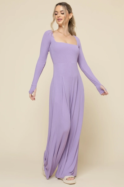 POPFLEX - go with the flow long sleeve jumpsuit Long Sleeve Jumpsuit - Lavender Haze