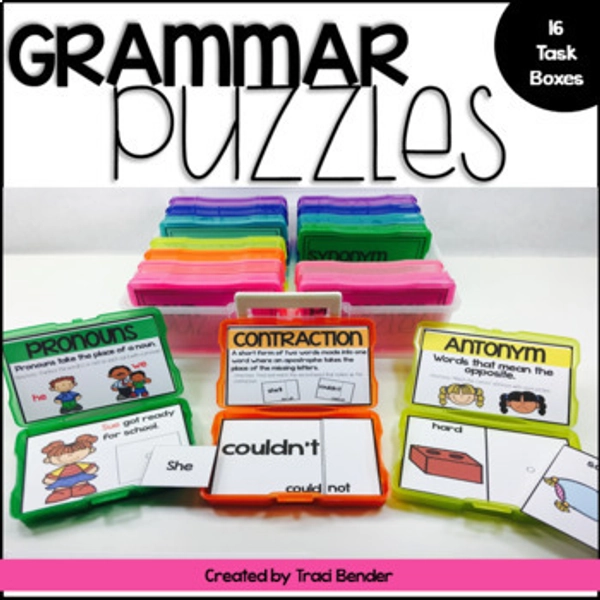 Hands On Grammar Tasks - 16 Task Boxes - Independent Centers