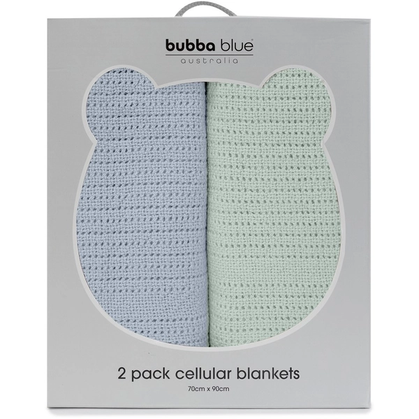 Bubba Blue Nordic Cellular Blankets 2 Pack - Sky/Avocado