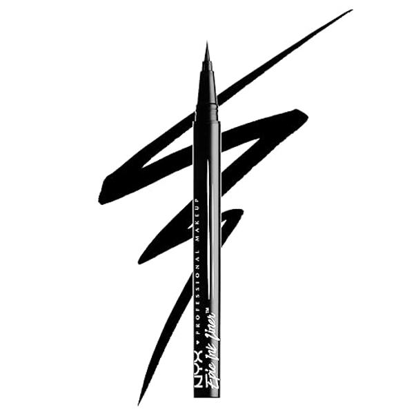 NYX PROFESSIONAL MAKEUP Epic Ink Liner, Waterproof Liquid Eyeliner - Black, Vegan Formula - 01 Black - 1 Count (Pack of 1)