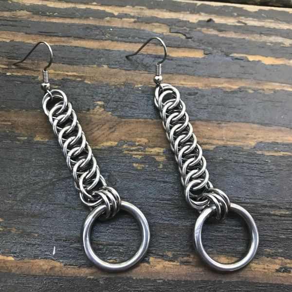Medium Stainless Steel O-Ring Chainmaille Earrings | Default Title