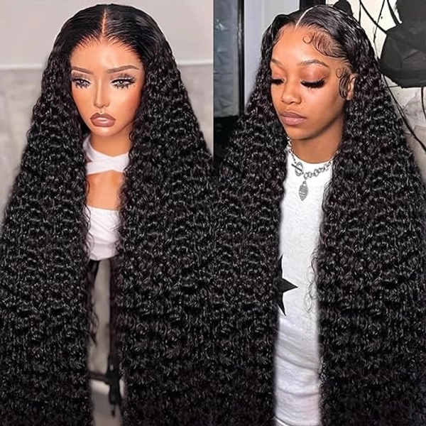 YACHEP 28 Inch Water Wave 13x6 Lace Front Wigs Human Hair Pre Plucked with Baby Hair 180 Density Curly HD Transparent Lace Frontal Wigs Wet and Wavy Human Hair Wig for Women
