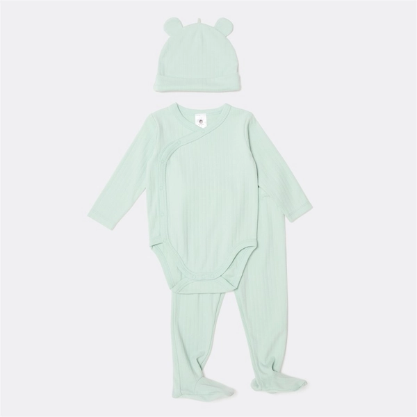 Dymples Baby Organic Cotton Rib Set 3 Piece - Light Green - Size 000