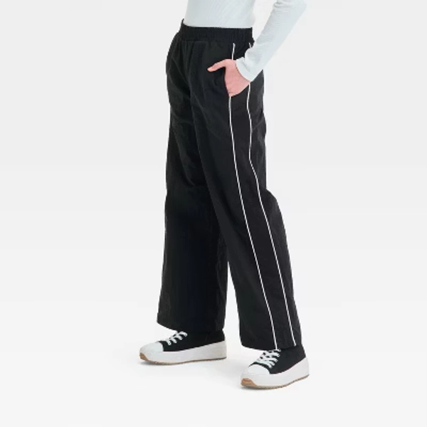 Girls' Windbreaker Wide Leg Track Pants - art class™ Black XS
