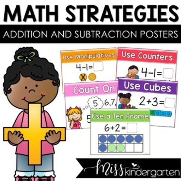 Math Posters Addition and Subtraction Strategies Kindergarten and First Grade