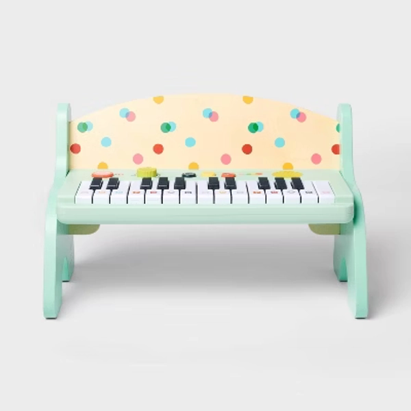 Piano - Gigglescape™: Musical Toy for Toddlers, Plays Music, Ages 3+, Includes Batteries, 7 Pieces, Stainless Steel & Wood