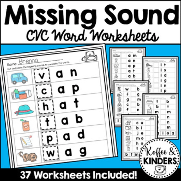 Cut and Paste CVC Phonemic Awareness Worksheets | Beginning Middle Ending Sounds