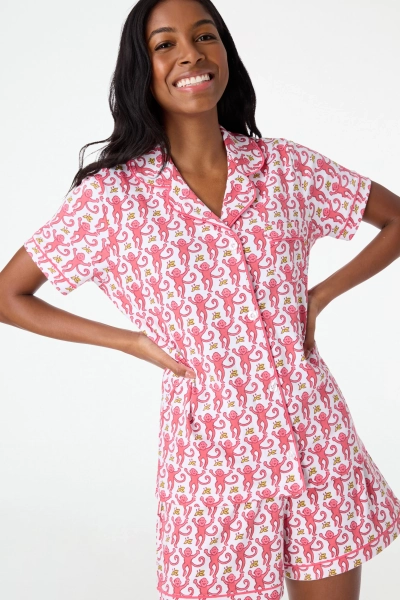Monkey Polo Pajamas | PINK / XS