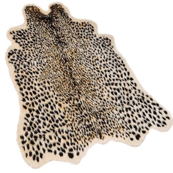 Leopard Area Rug Animals Printed Hide Mats Faux Fur Cowhide Skin Carpet for Home Office, Livingroom, Bedroom, 5.2ft x 6.5ft (160 x 200cm) - Large Leopard Print - 63x78.7inch