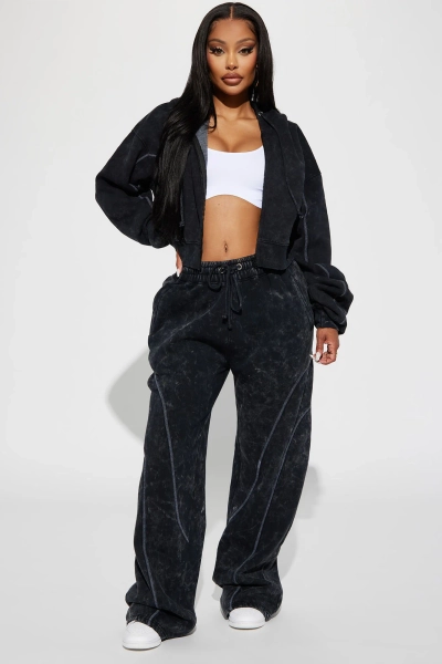 Norah Washed Lounge Pant - Black | Fashion Nova