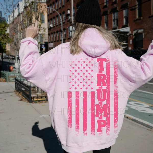 Trump Sweatshirt in Sports Grey Trump 2024 MAGA Pink Trump Flag Womens Trump Hoodie 45 47 Patriot Trump Rally Donald Trump President Sweater Pink Trump