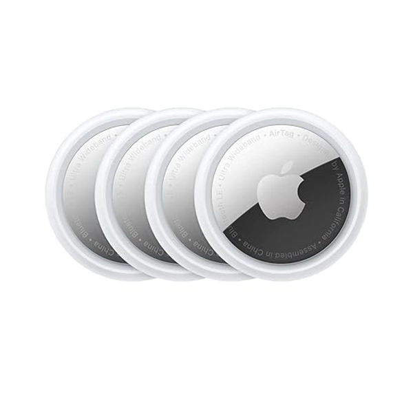 Apple AirTag 4er Pack - Finde und behalte Deine Sachen im Blick: Schlüssel, Geldbörsen, Gepäck, Rucksäcke und mehr. Einfaches Einrichten mit iPhone oder iPad. Austauschbare Batterie - 4er Pack