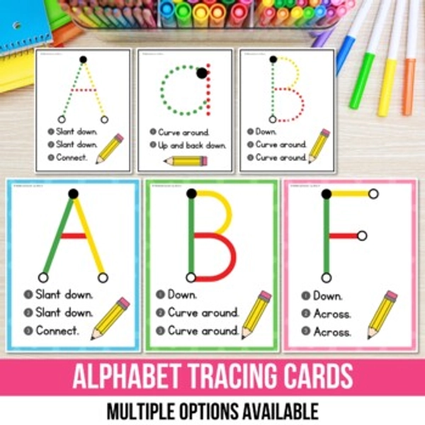 Letter Tracing Flash Cards Beginning Sounds Alphabet Practice Posters Letters