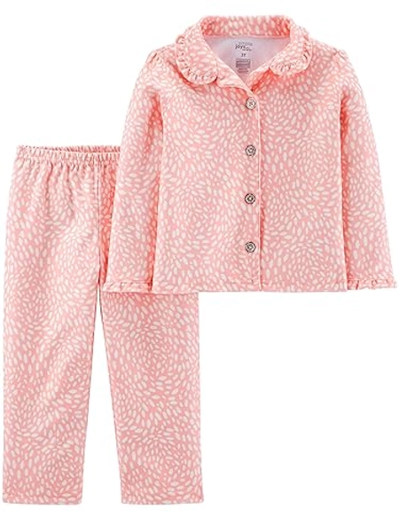 Simple Joys by Carter's Toddlers and Baby Girls' 2-Piece Coat Style Pajama Set - 18 Months - Pink White Dots