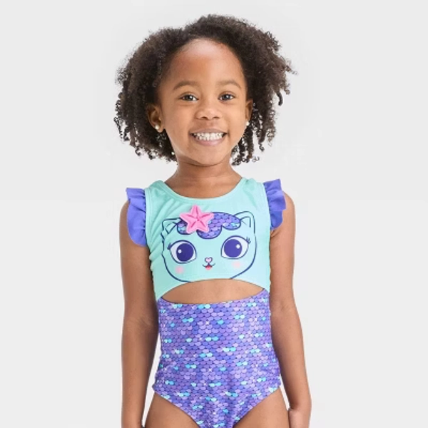 Toddler Girls' Gabby's Dollhouse One Piece Swimsuit - Purple 2T