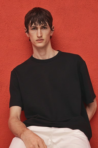 T-shirt van wafeltricot - Regular Fit
