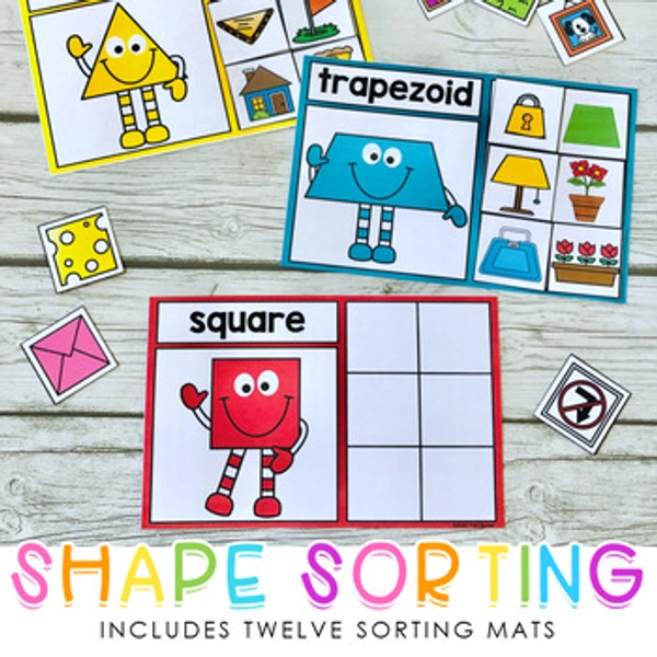 Shape Sorting Activity Mats / Task Cards with Real Life World Objects