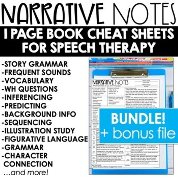 Speech Therapy Book Cheat Sheets - Book Companions for Spring, Summer + more
