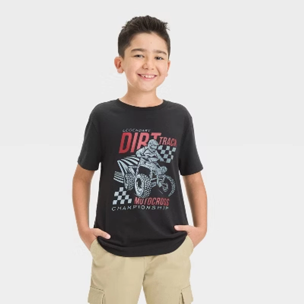 Boys' Short Sleeve Motocross Graphic T-Shirt - Cat & Jack™ Black XS