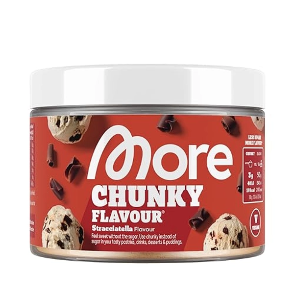 MORE Chunky Flavour, Stracciatella, 150 g, vegan, Geschmackspulver zum Süßen, ohne viel Zucker und Kalorien, mit Inulin und Laktase, geprüfte Qualität - made in Germany - Stracciatella - 150 g (1er Pack)