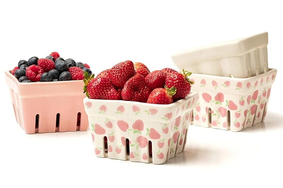 4 farmhouse ceramic berry containers 