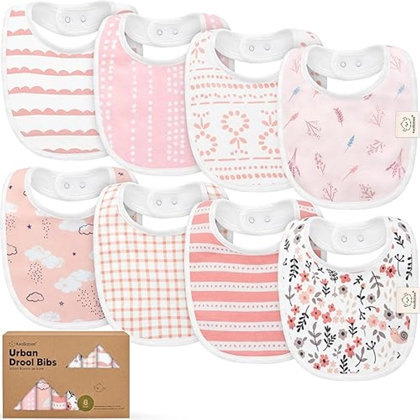 8-Pack Organic Baby Bibs for Boys, Girls - Soft Cotton Drooling and Teething Baby Bibs, Baby Girl Bibs, Baby Boy Bibs, Baby Drool Bibs for Baby Girl, Boy, Newborn Infant Bibs (Sweet Charm) - Sweet Charm