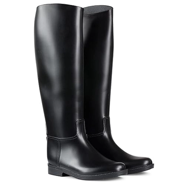 HORZE Chester Unisex Adult Rubber Equestrian Horse Riding Boots for Women, Men - 9 - Black