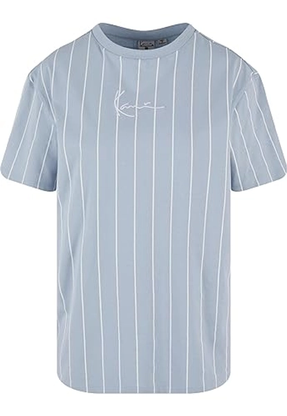 Karl Kani Small Signature Essential Pinstripe OS Tee - XXS - Light Blue/White
