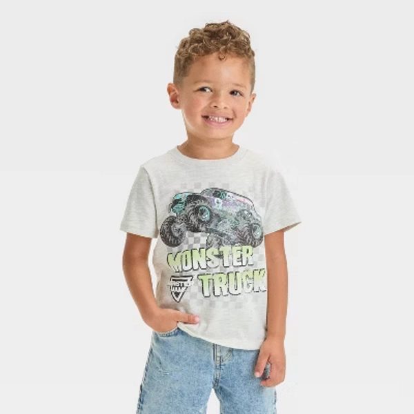 Toddler Boys' Monster Jam T-Shirt - Beige 5T