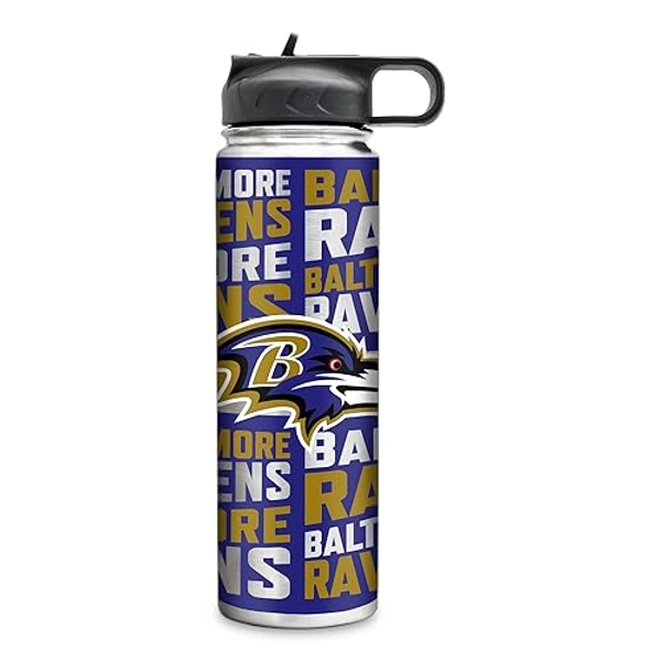 Rico Industries NFL Footbal 22oz Stainless Steel Tumbler with Lid - Great For Coffee, Tea, Water or Cocktails - Baltimore Ravens - One Size - Team Color