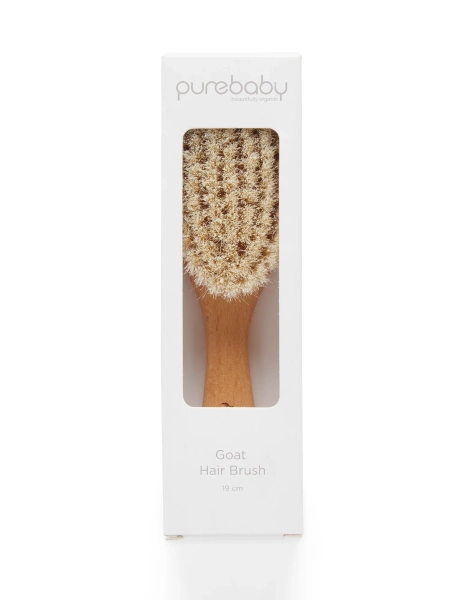 Purebaby Goat Hair Brush w box - NATURAL  - Purebaby
