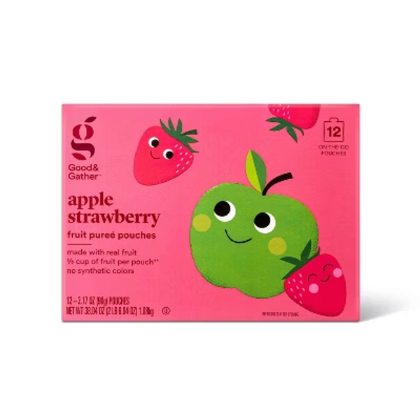 Apple-Strawberry Fruit Purée Pouches