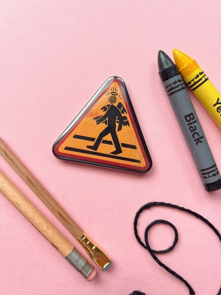 Angels Warning - Triangle badge - Cryptic pin | cryptid - scp badge - accurate angel - pin - paranormal - cryptid - biblical angel