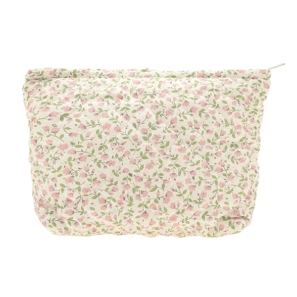 Unique Bargains Floral Quilted Clutch Makeup Bag Pink 1 Pc