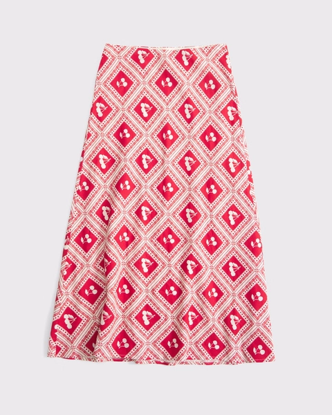 Mid Rise Linen-Blend Maxi Skirt