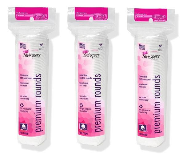 Swisspers Premium Cotton Rounds, 3 Pack