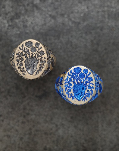 Heart Signet (Heavyweight) | 9ct Yellow Gold / UK L | US 5 1/2 | EU 51.75 / Blue